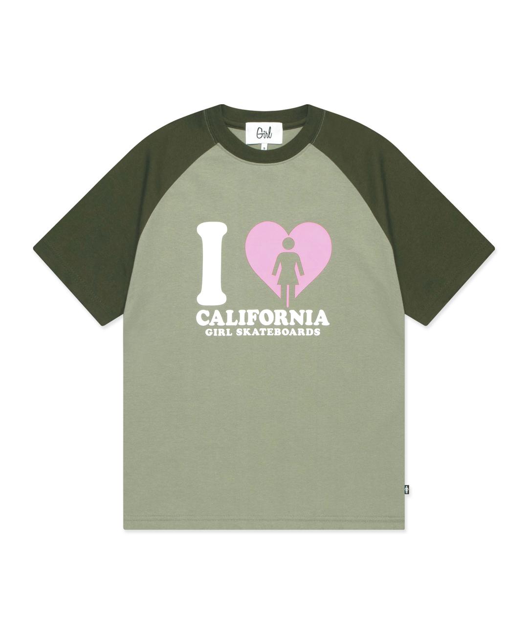 I LOVE CALIFORNIA RAGLAN TEE khaki