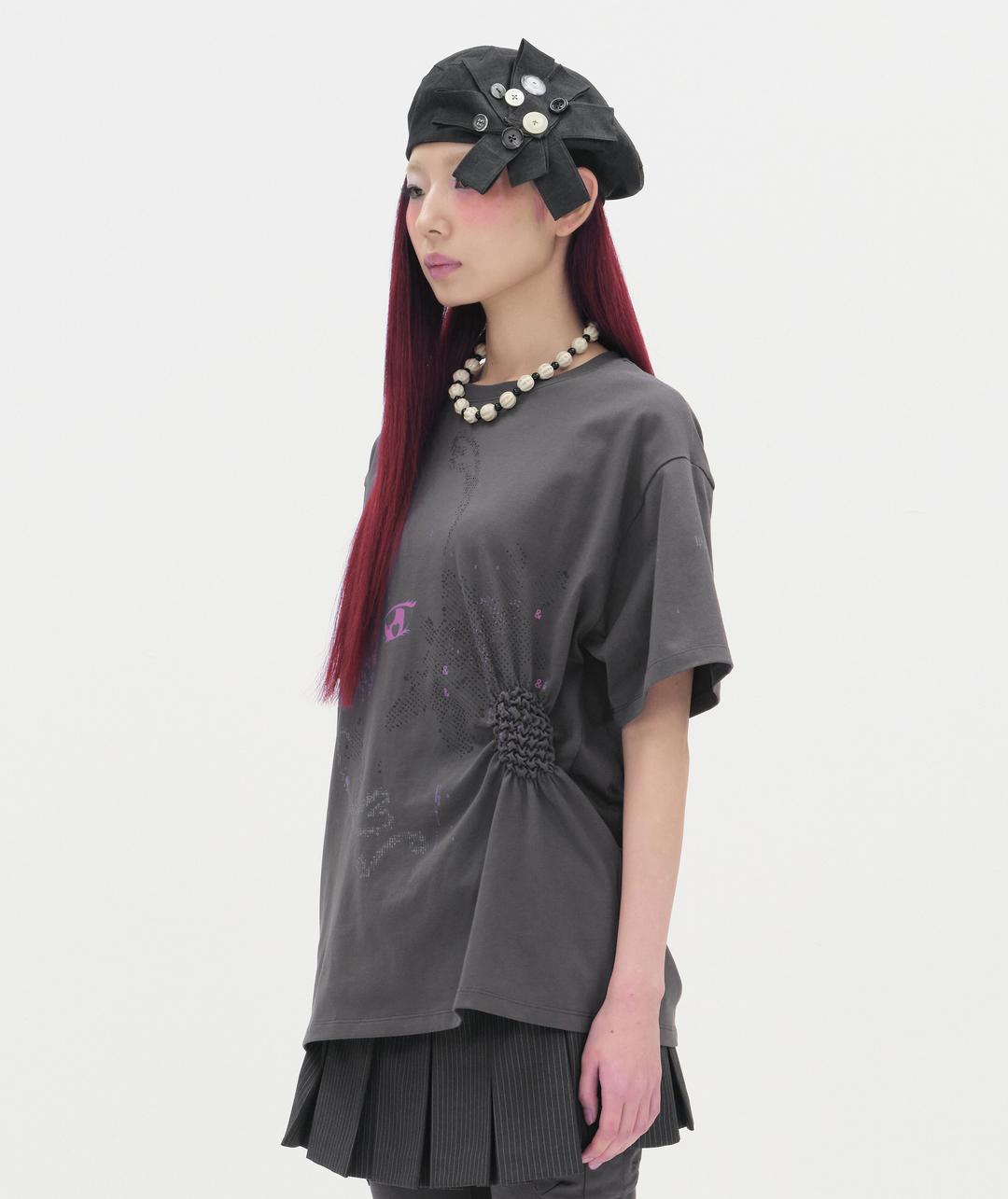 Scattered Ruched Top [Charcoal]