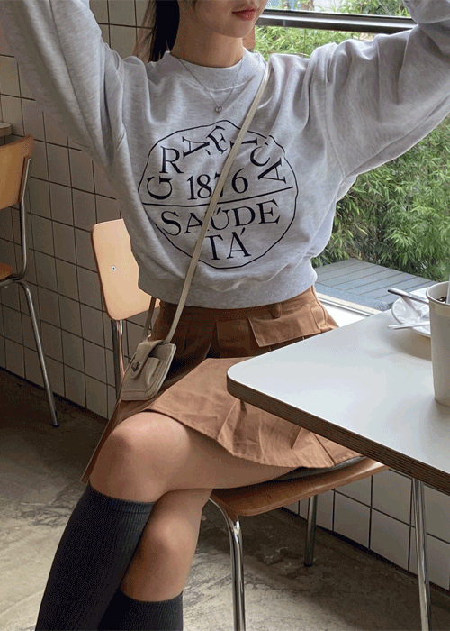 써클 레터링 크롭 맨투맨 (2 color)