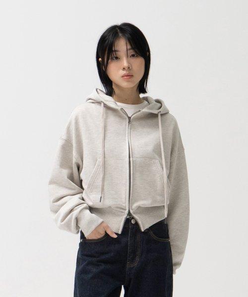 2WAY 크롭 스웻 후드 집업 (OATMEAL)