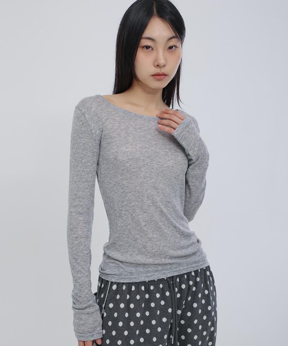 울 텐셀 골지 티셔츠 멜란지