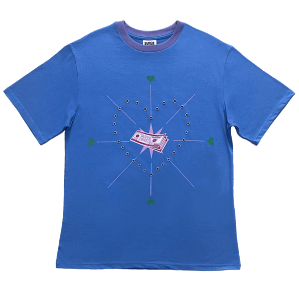 love money eyelet t-shirt (blue)