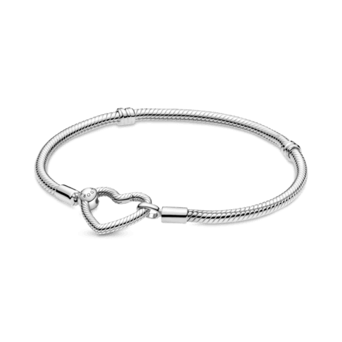 판도라 모멘츠 하트 클로저 스네이크 체인 브레이슬릿