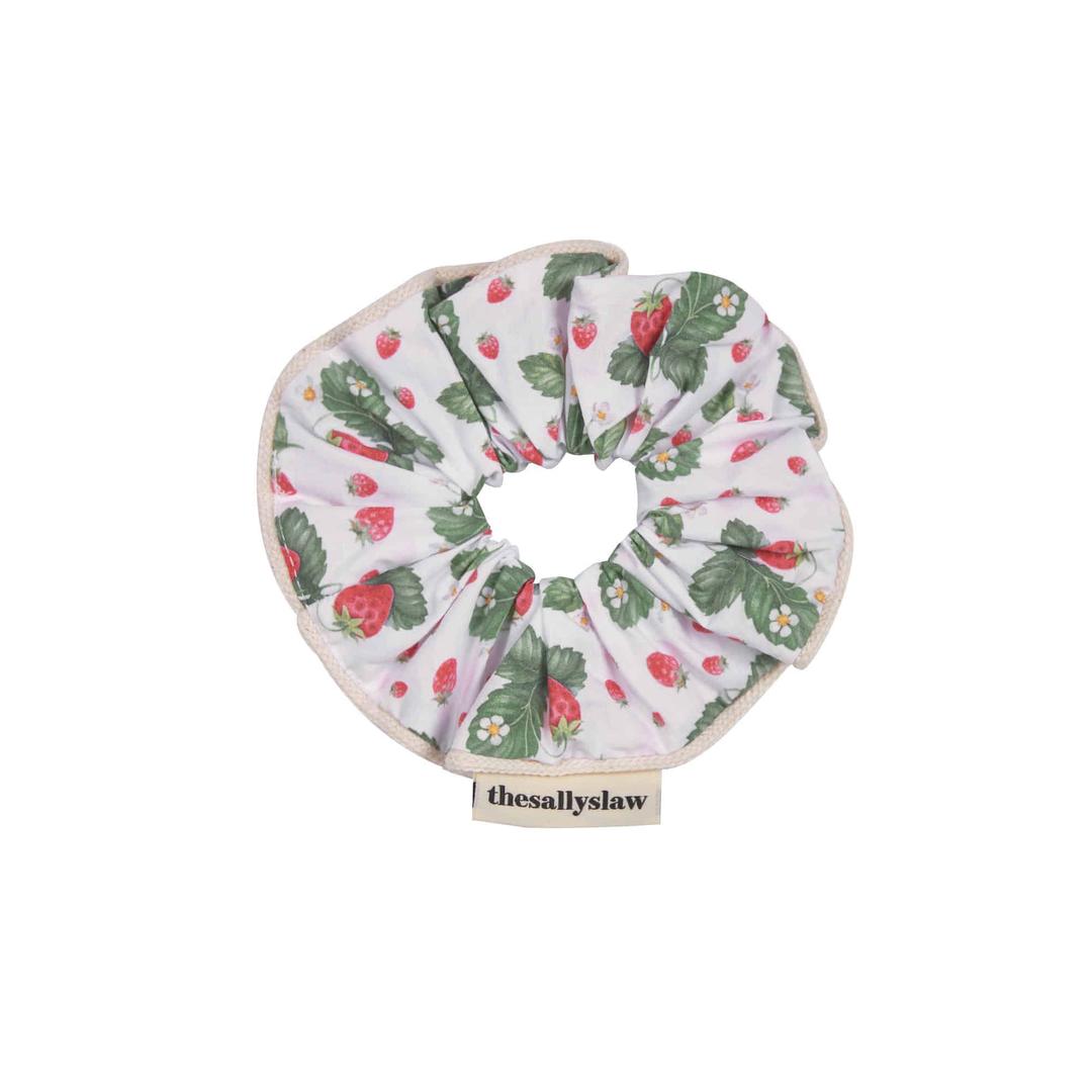 Green leaf strawberry scrunchies
