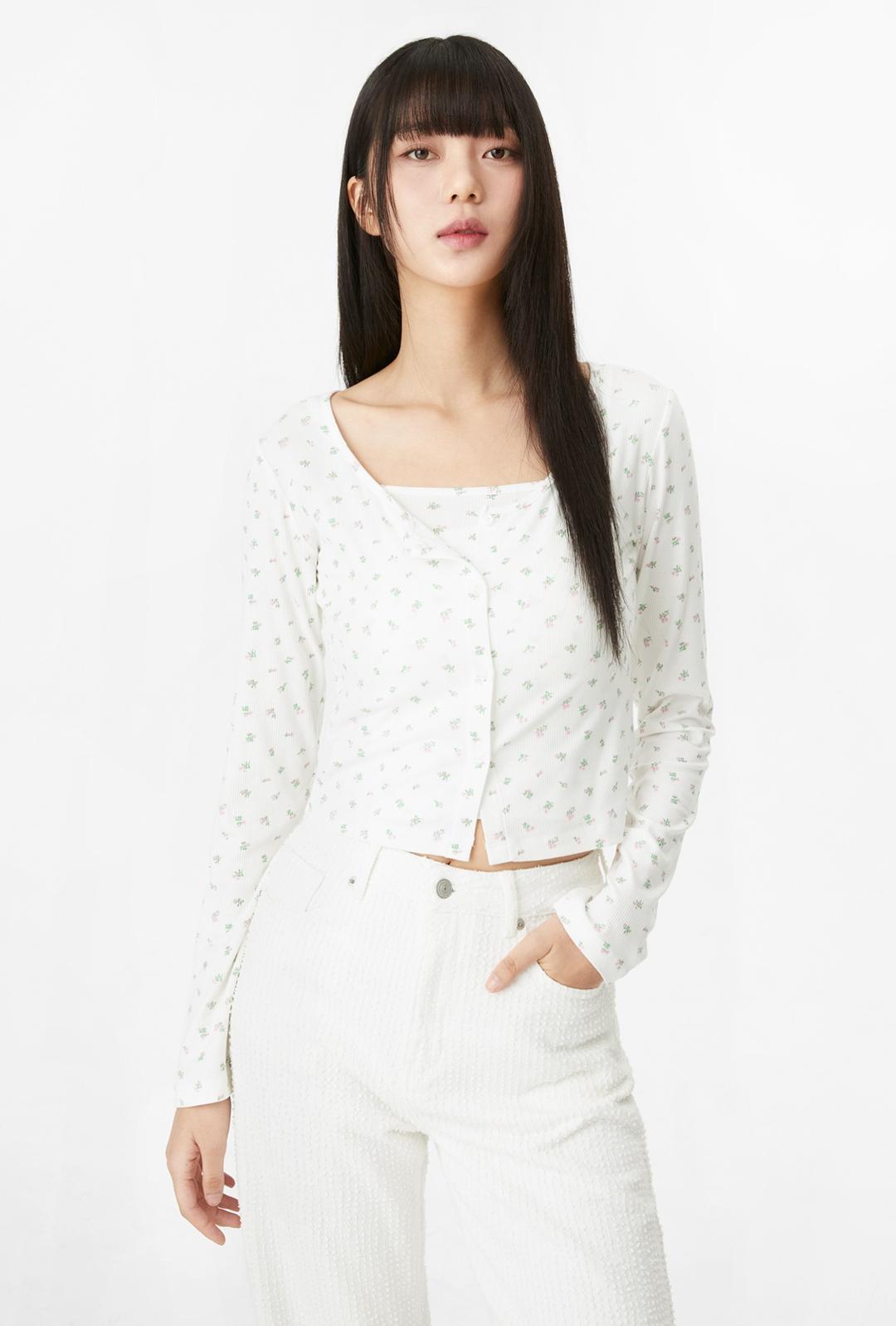 [셋업] 플라워 패턴 가디건형 티셔츠_MIWCMF441A