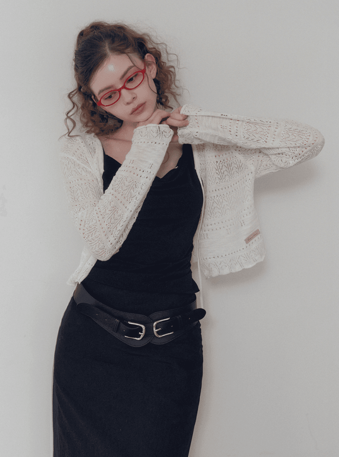 트위 [온라인단독] 뷔헨 펀칭 스카시 가디건