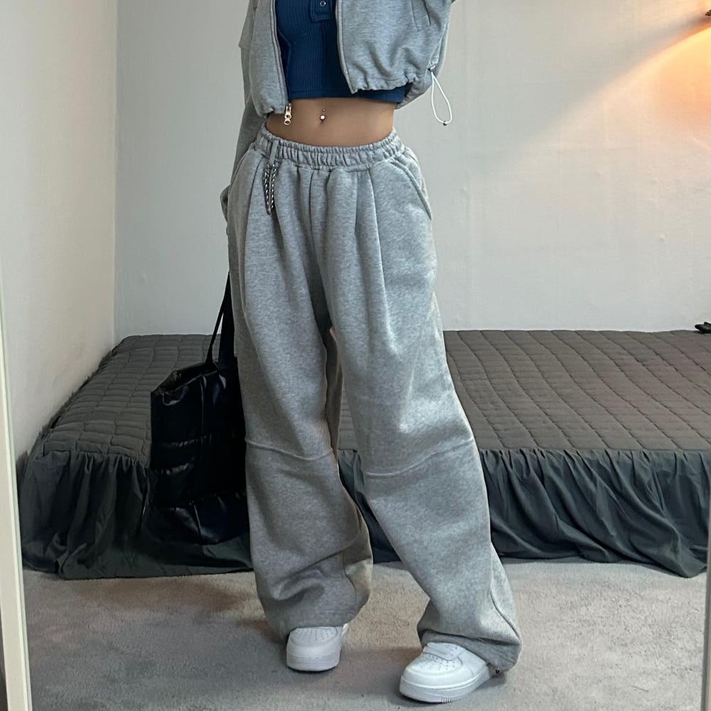 (기모선택) 데일리 투턱 키링 스웻팬츠 3color 오버핏 기모바지 남녀공용 빅사이즈