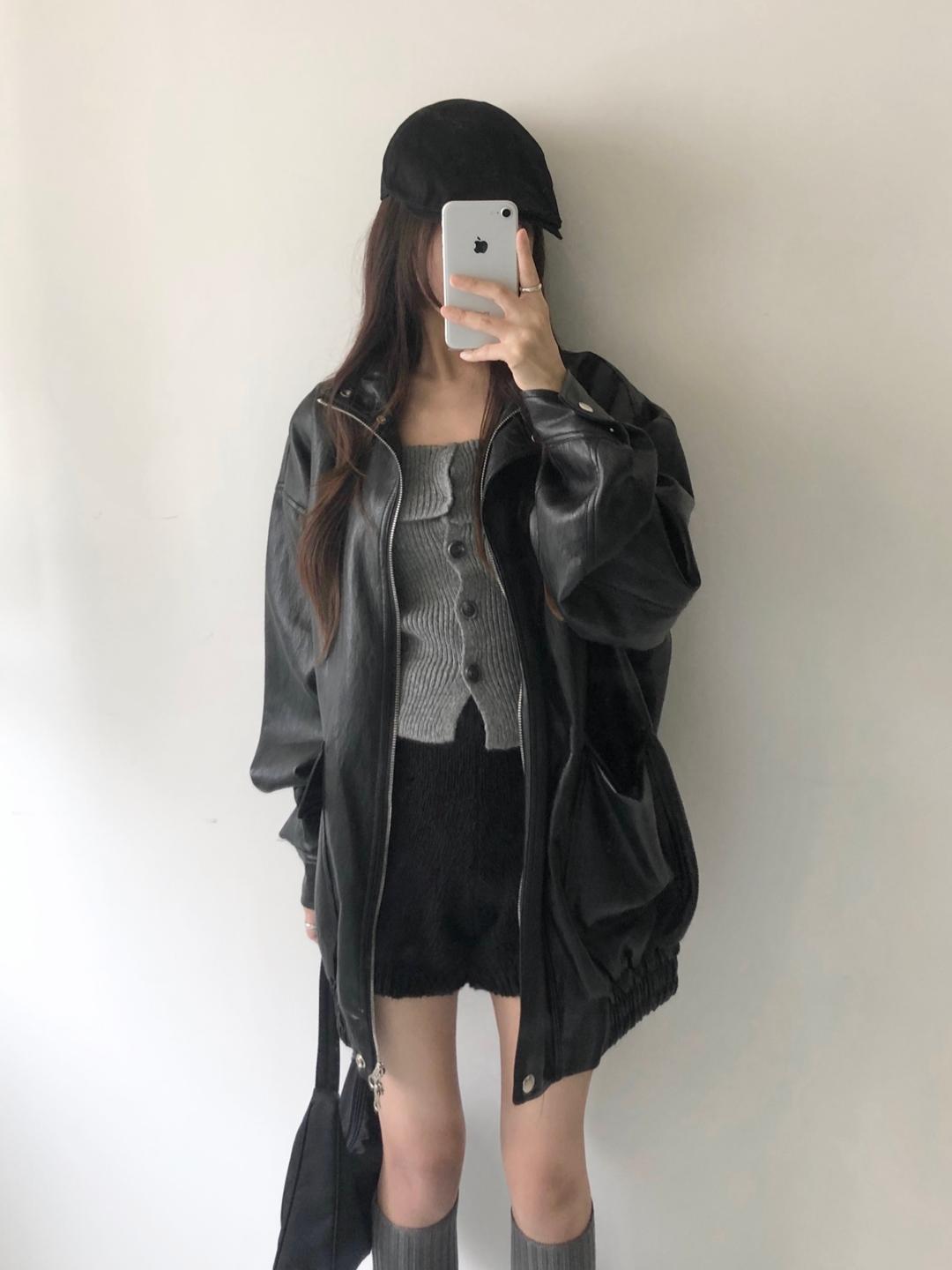 high neck leather jacket