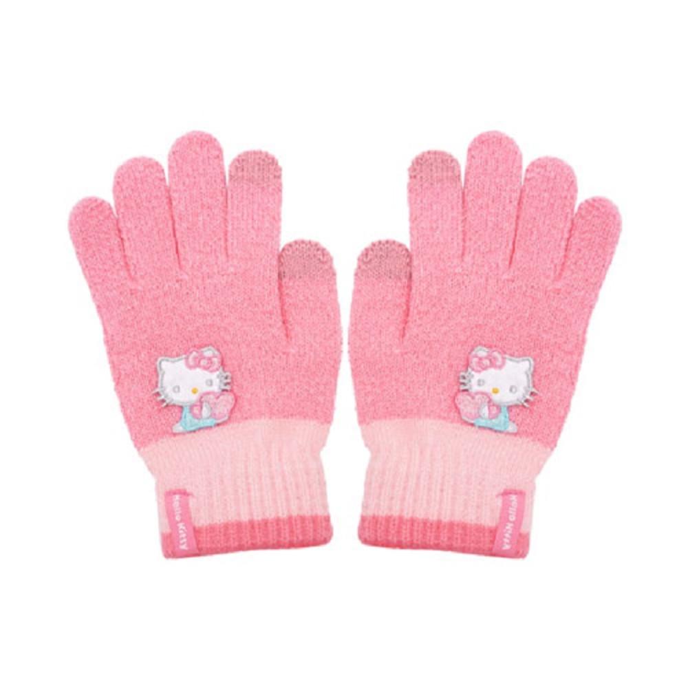 산리오 허그 하트 겨울 니트 장갑 헬로키티