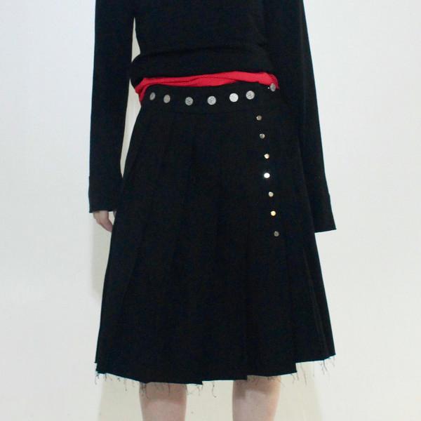 [pepe]cotton pleated wrap skirt (black)