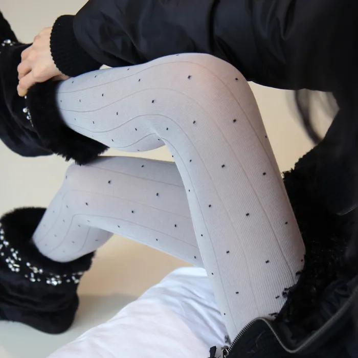 미니 도트 라인 스타킹 (그레이)