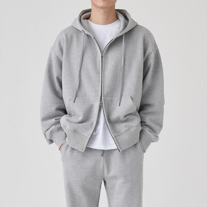 2WAY 스웻 후드 집업 (MELANGE GREY)