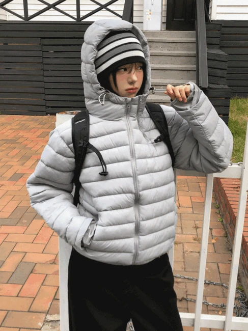 포그 더블지퍼 후드 경량패딩