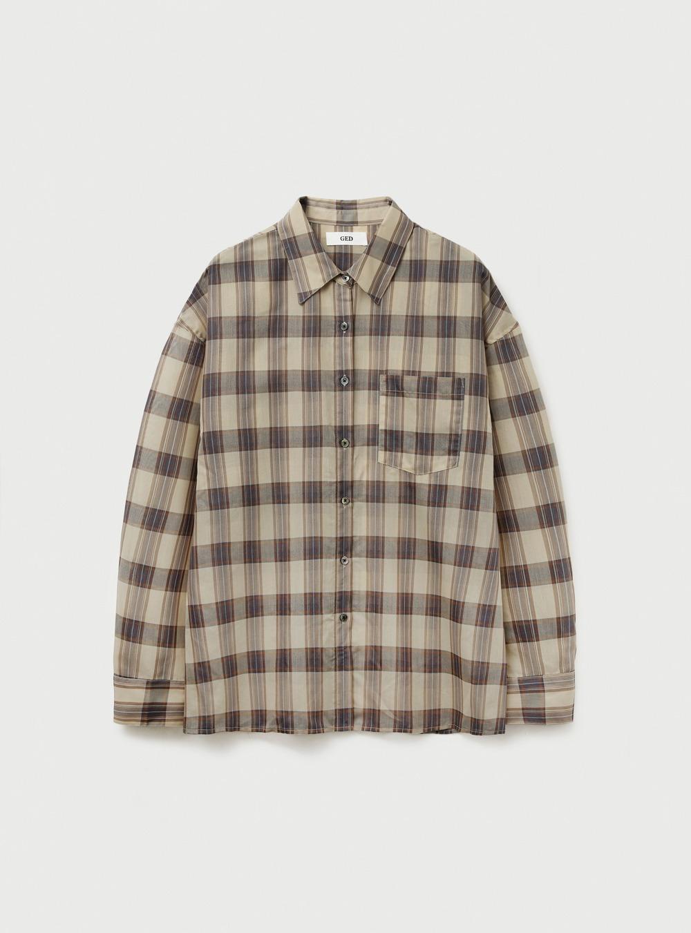 SHEER CHECK SHIRT - BEIGE