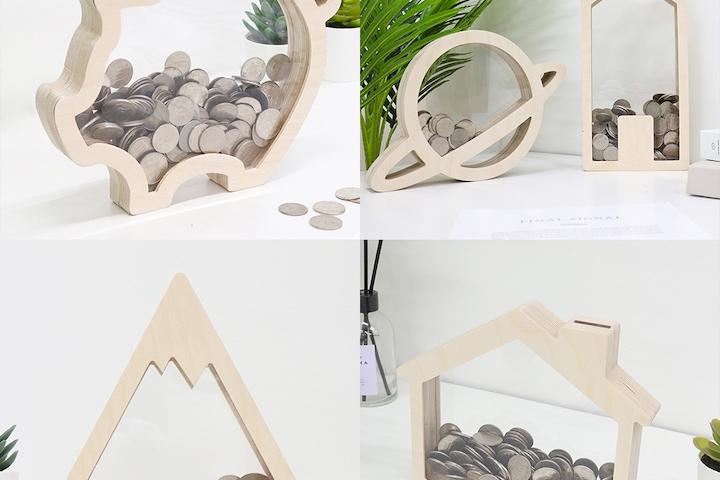 원목 인테리어 장식 동전 저금통 5type