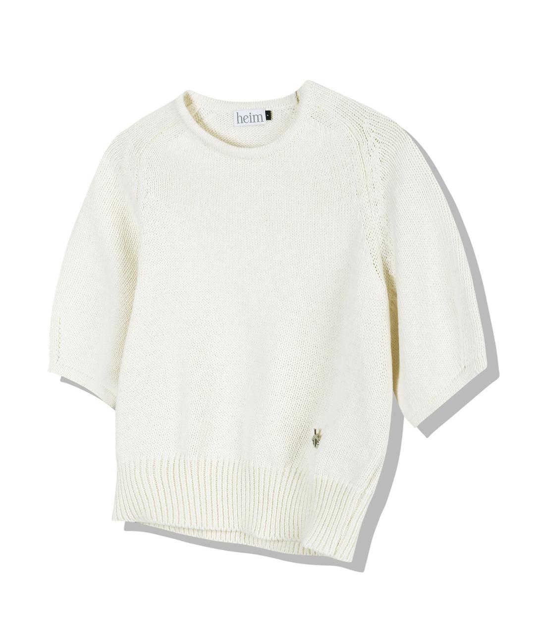 숏 슬리브 니켈 로고 니트 (크림)