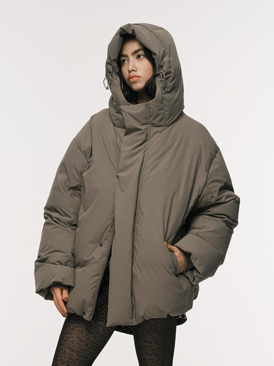 HOOD DOWN PUFFER LIGHT BROWN