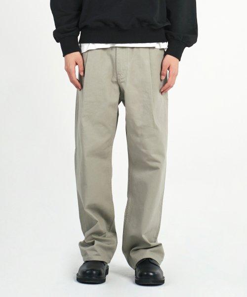 DEN1672 one tuck wide pants (sand grey)