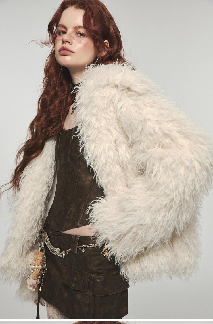 1JINN STUDIO Long Raphel Solid Fur Jacket