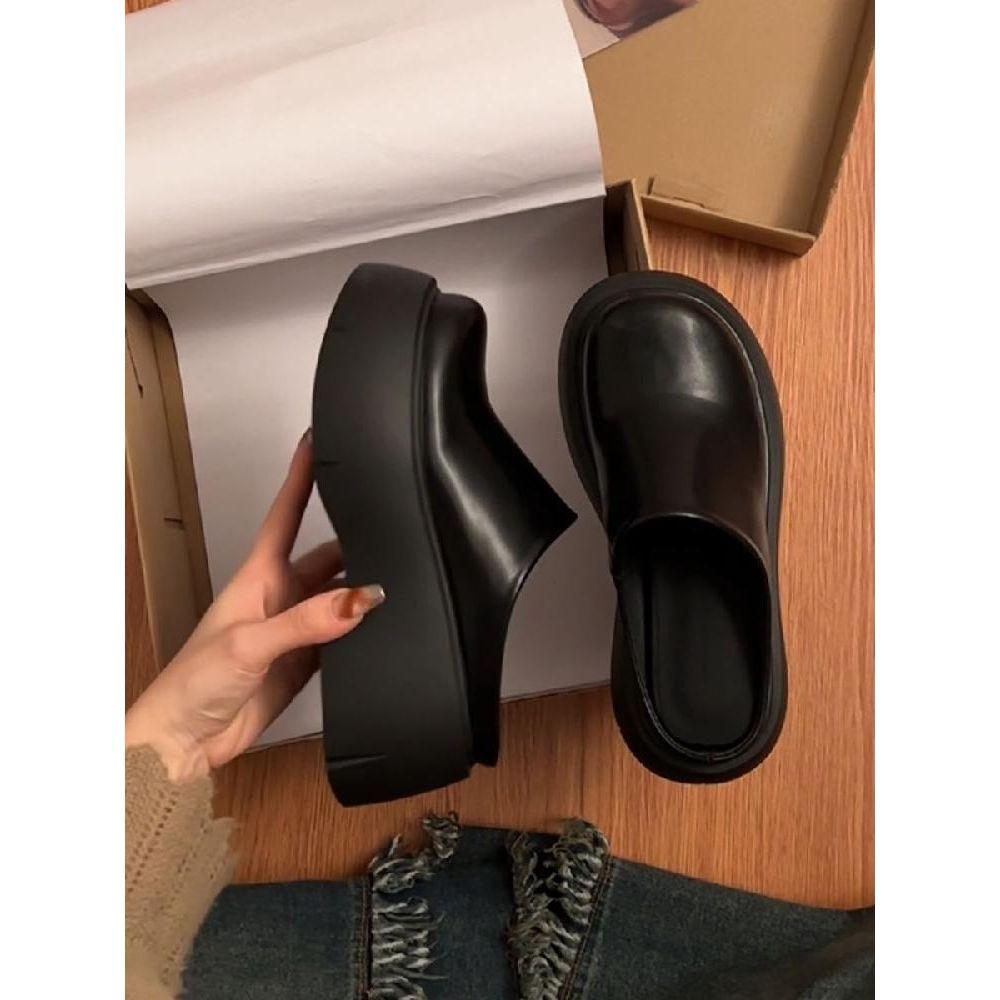 갓수 프렌치 블랙 통굽 슬리퍼 오픈형 미용실