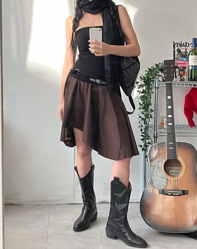 [국내배송] unbalance midi skirt |언발란스 미디 스커트