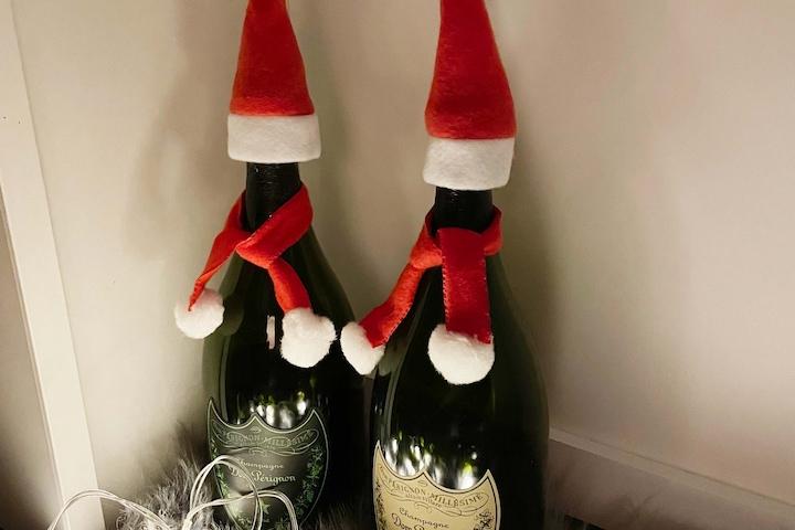 크리스마스 데코 용품 홈 파티 와인 산타 모자 목도리 세트 장식