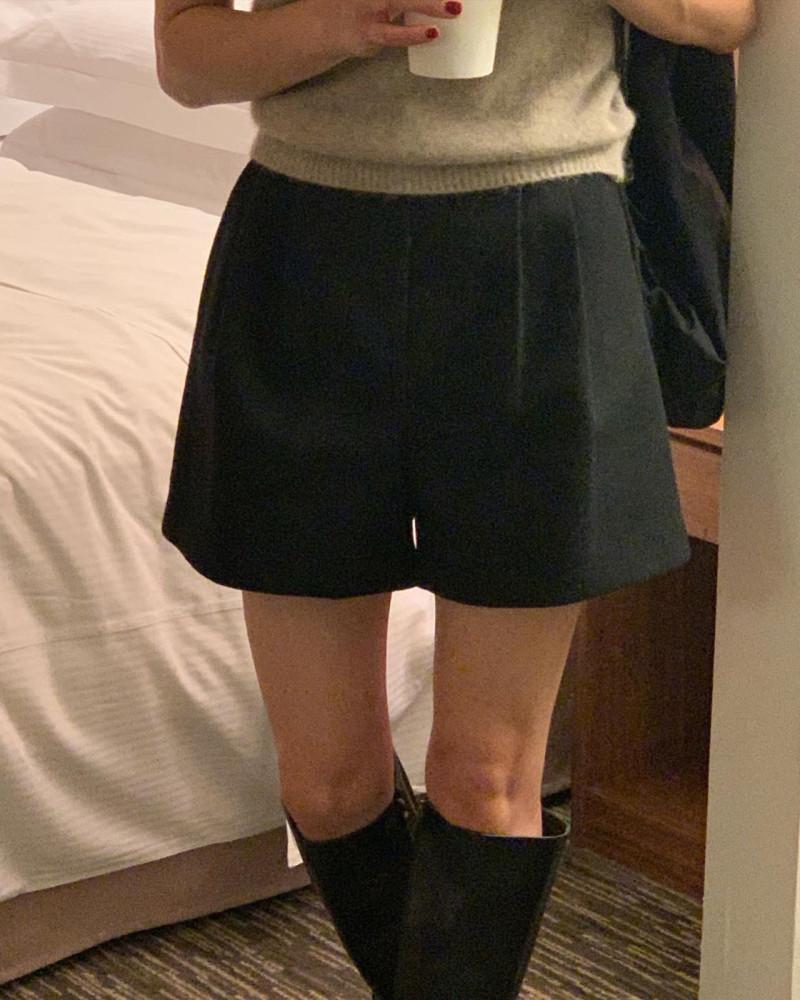 핀턱반바지 가을반바지 모직반바지