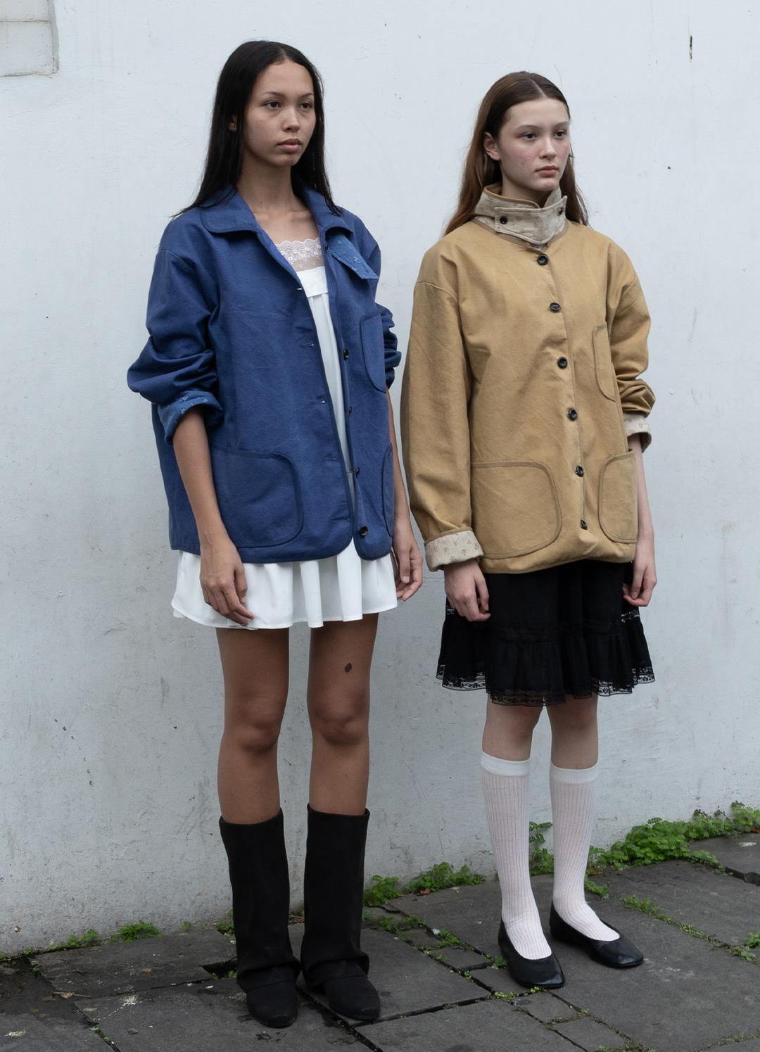 플라워 프렌치 워크 재킷 - 머스타드