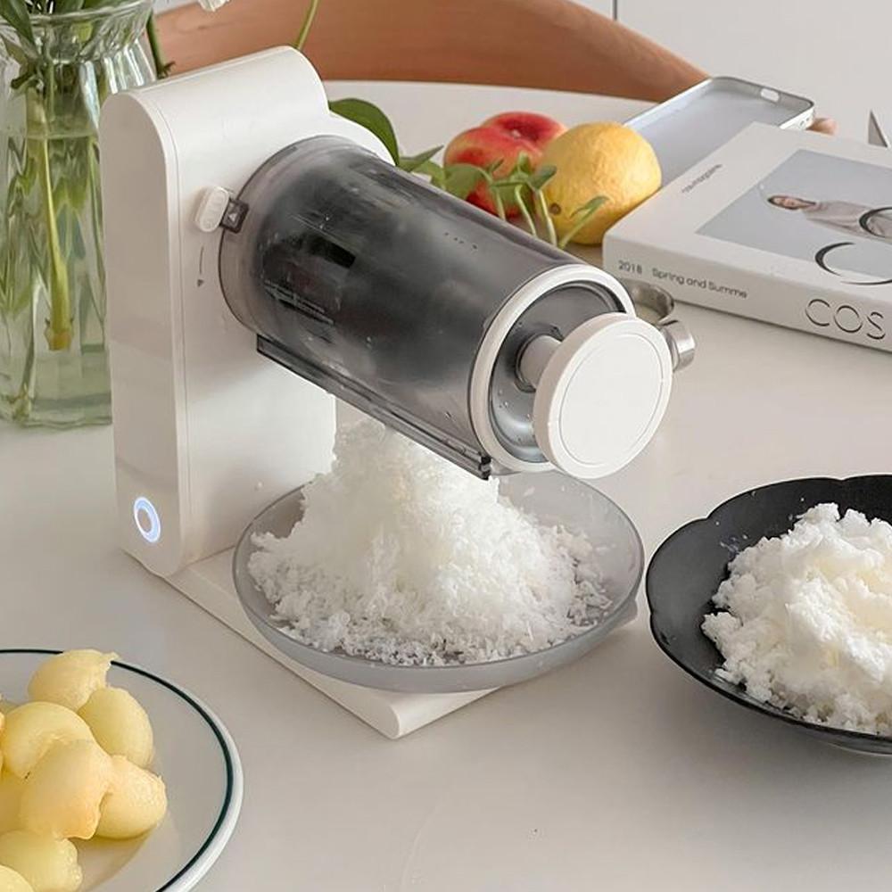 단미 무선 자동 눈꽃빙수기 팥빙수기계 우유빙수 슬러시 얼음 제빙기 빙삭기 (화이트)