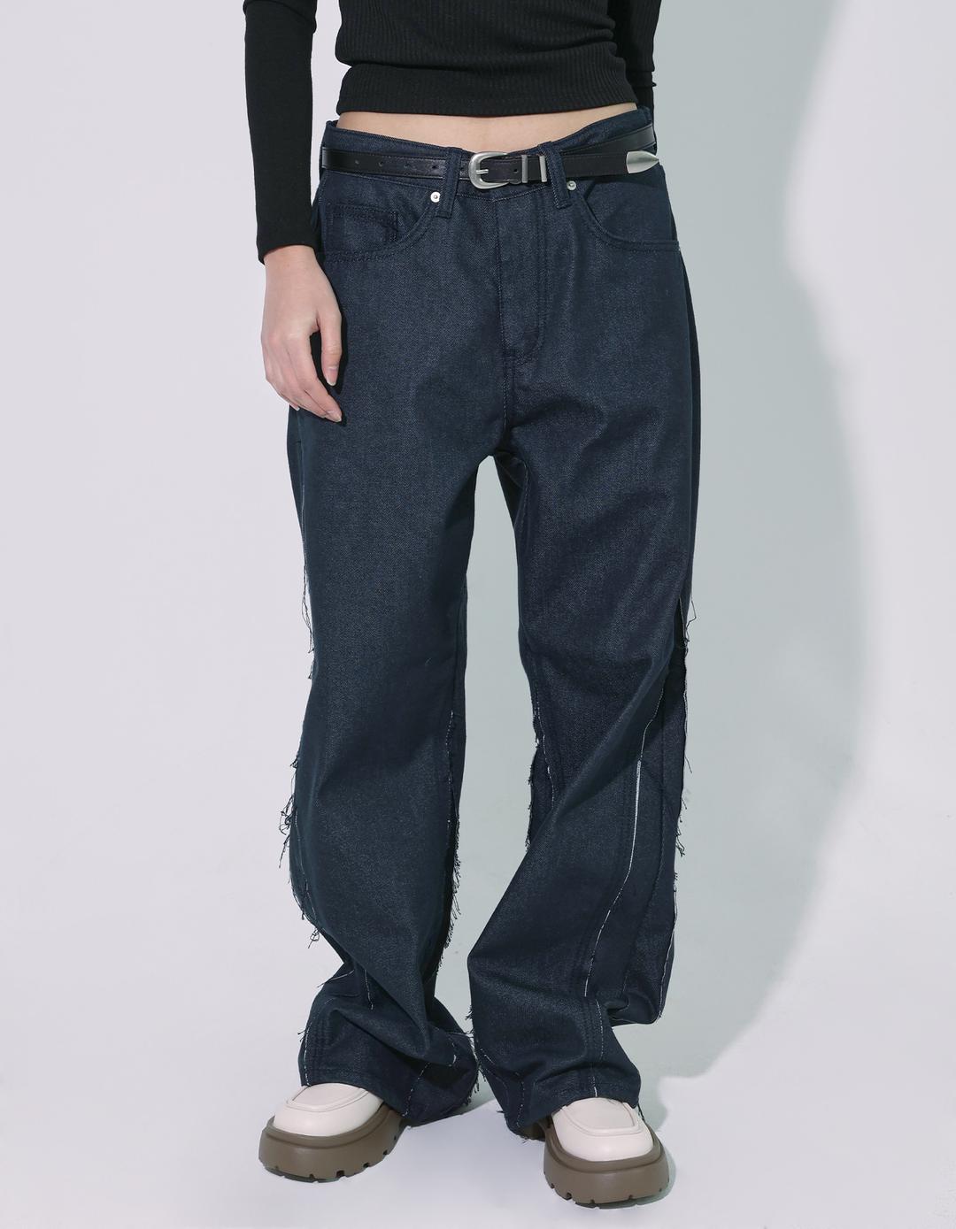 Unisex side cut off wide denim (2 Color)