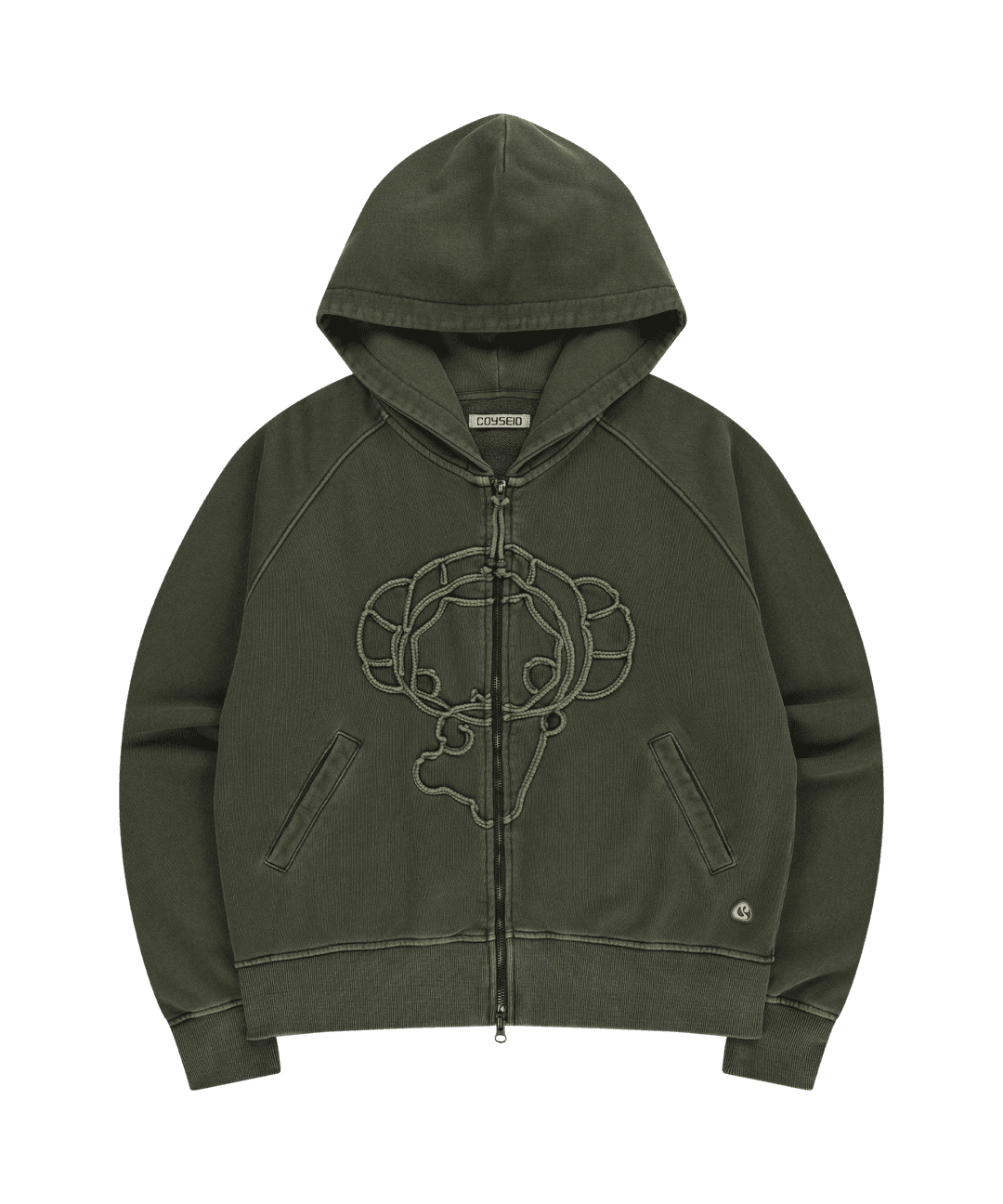 VINTAGE TAPE HOOD ZIP-UP KHAKI