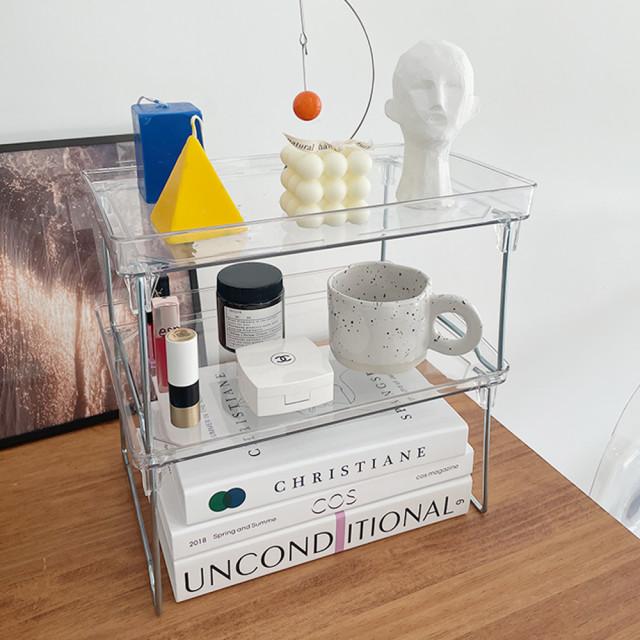 접이식 투명 아크릴 미니 선반 테이블 진열대 모듈가구 화장품 정리