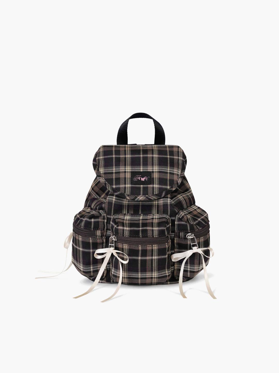 BERRY POCKET BACKPACK - CHECK BROWN