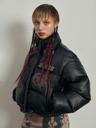 Gothic 13 Leather Puffer Jacket Black