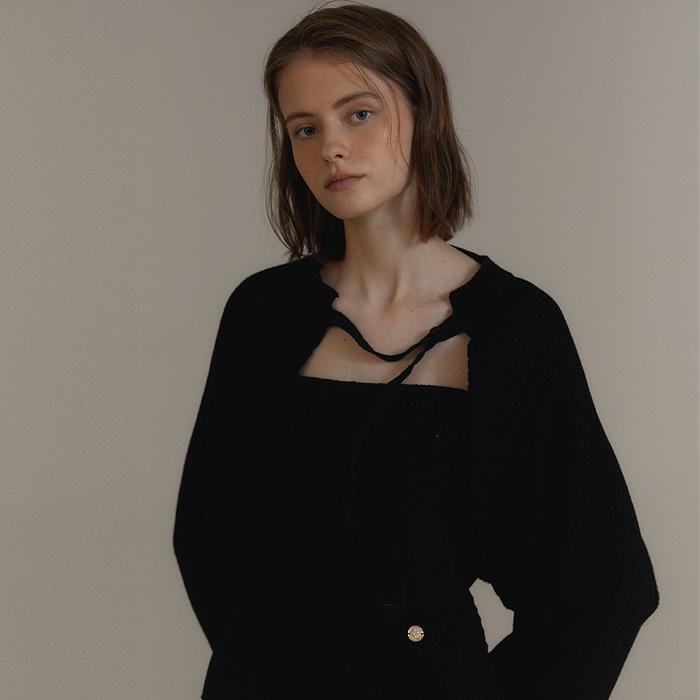 ANC BOLERO KNIT TOP SET_BLACK