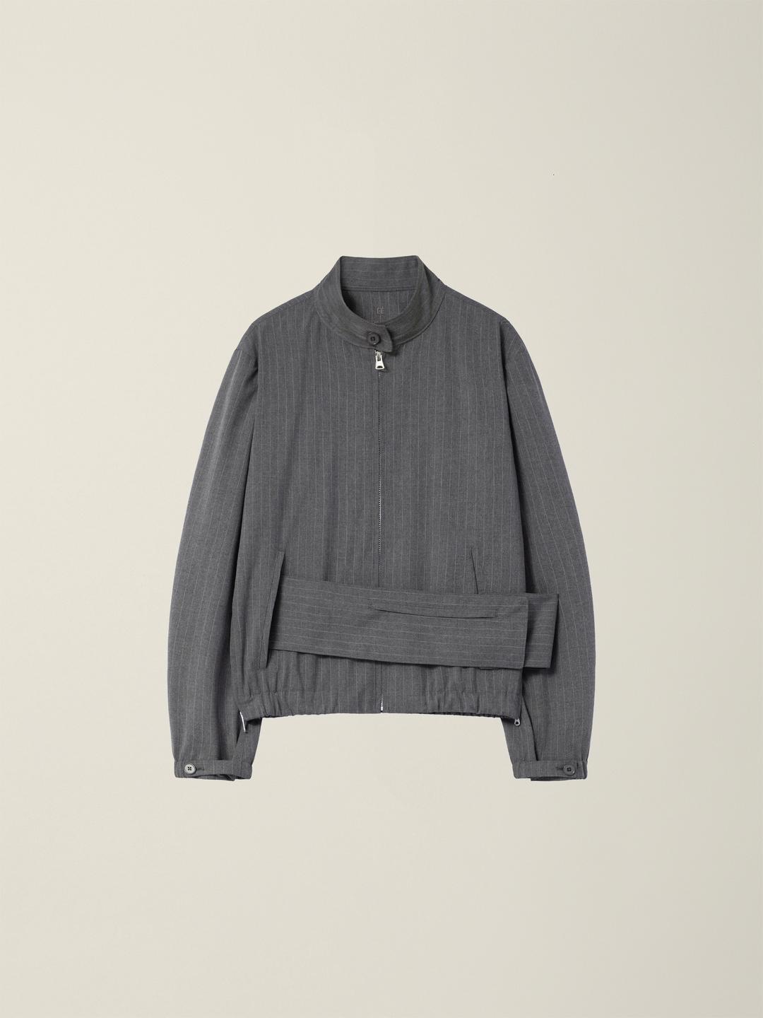 MENS BELTED POCKET BLOUSON  GREY (STRIPE)