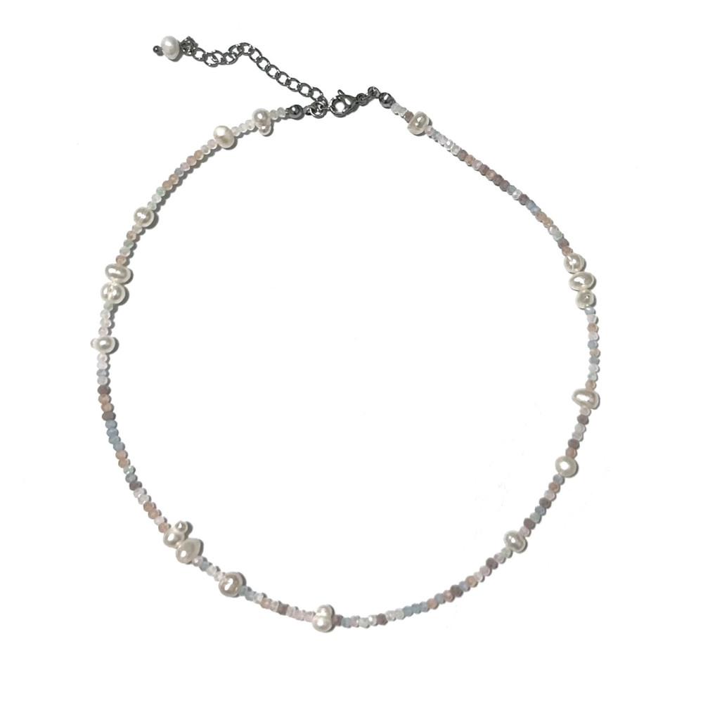 [MADE] crystal pearl necklace
