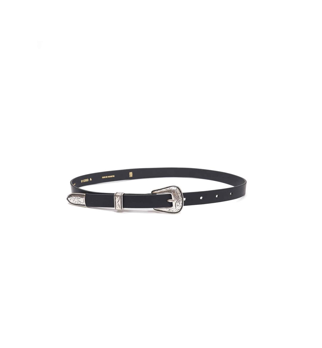 Black Calfskin Leather Western Belt (Women)