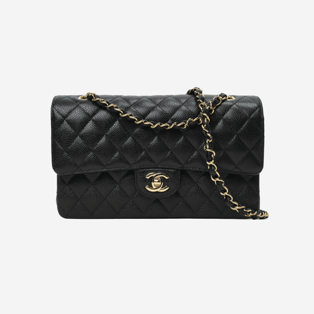 Chanel Medium Classic Handbag Grained Calfskin & Gold Black