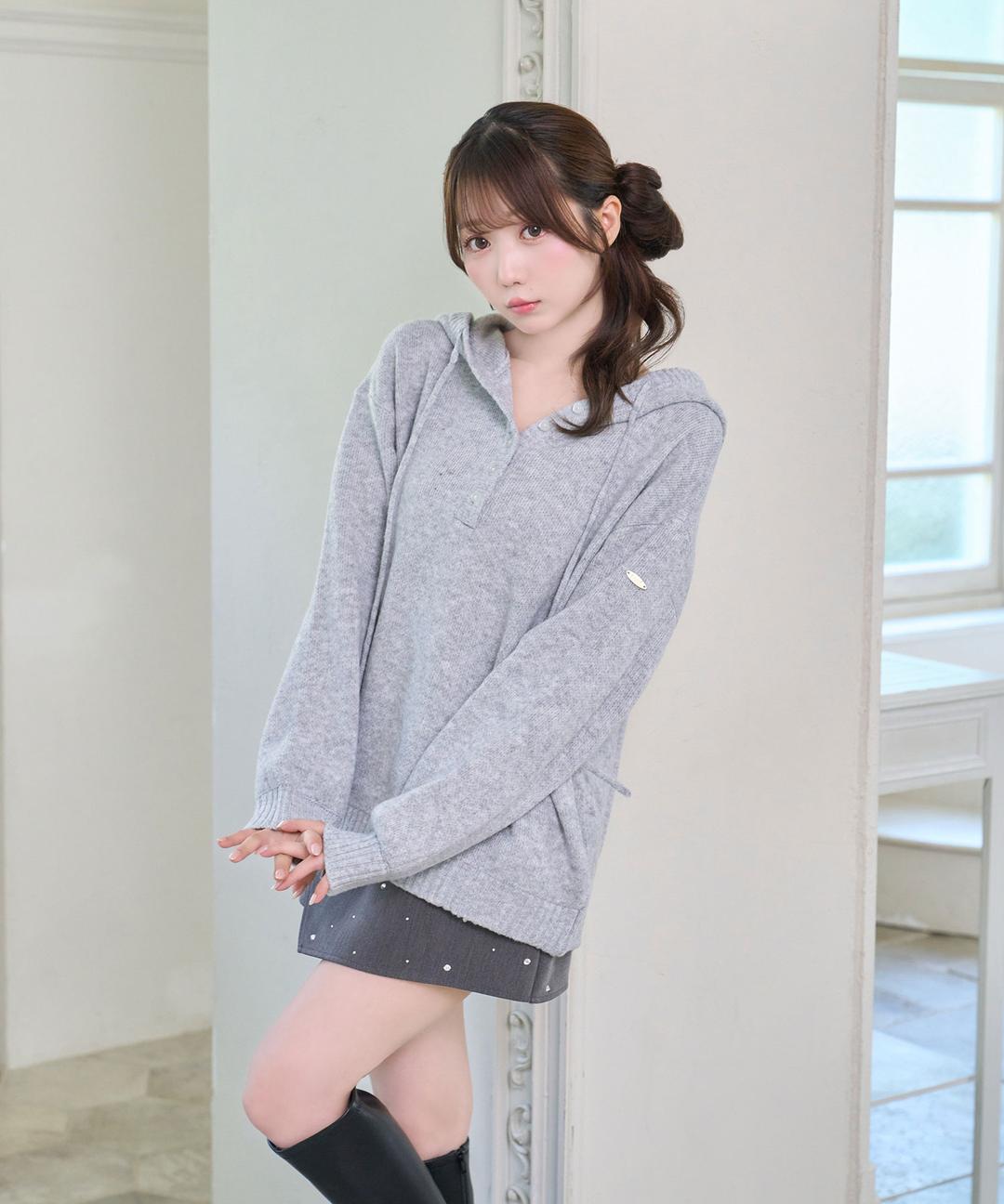 Mohair knit hoodie