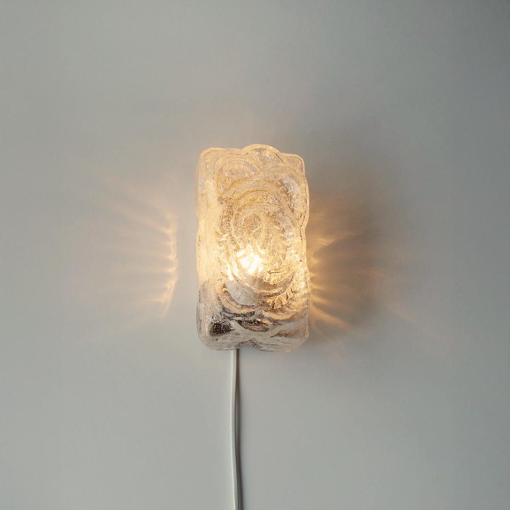 1960s Germany Hand-Cast Glass Block Wall Lamp