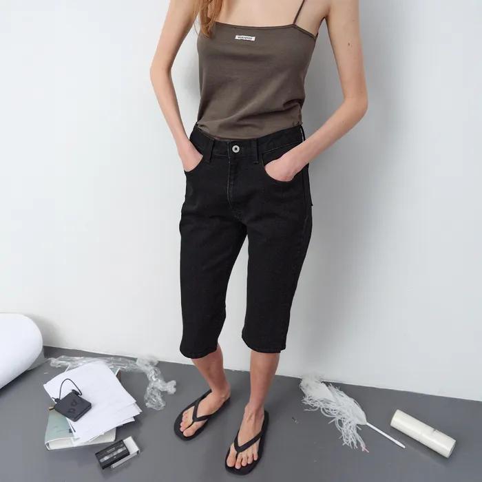 [3차] Below Capri Denim - Black