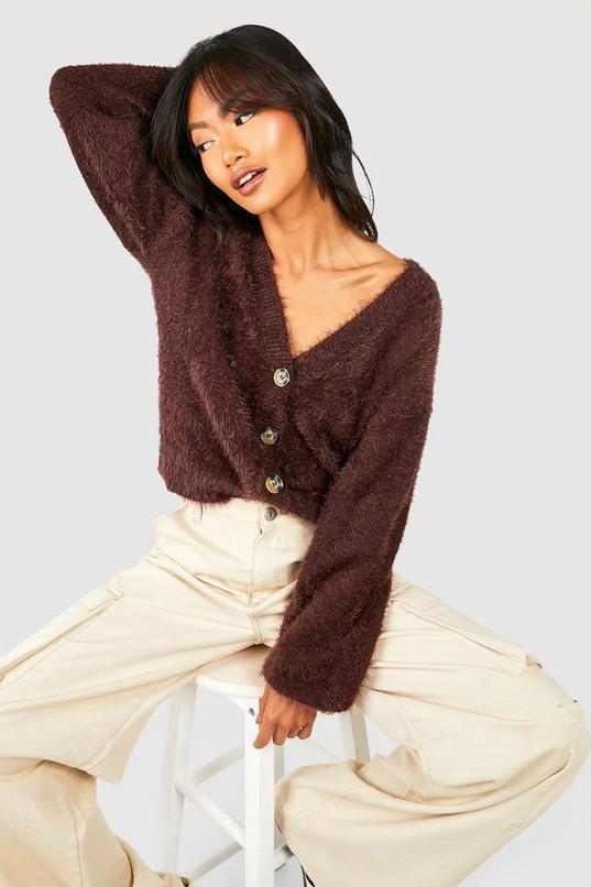Fluffy Knit Slouchy Crop Cardigan