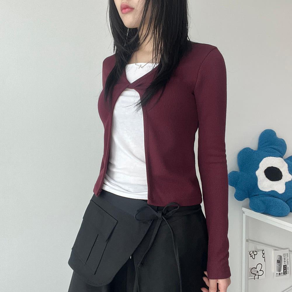 [3color] 로이 꼬임 골지 슬리브 가디건