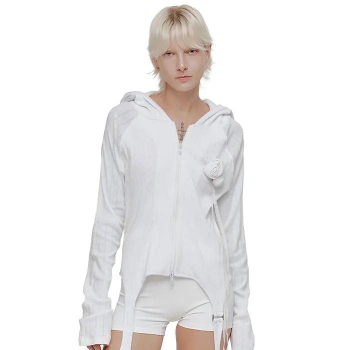 ROSIE POINTELLE HOODIE ZIP UP (WHITE)