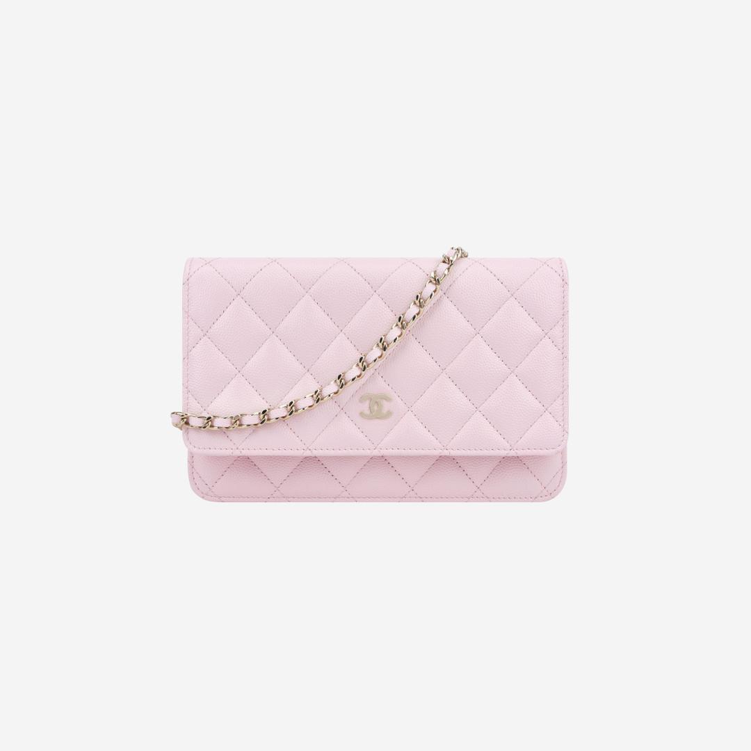 Chanel Classic Wallet On Chain Grained Calfskin & Gold Light Pink