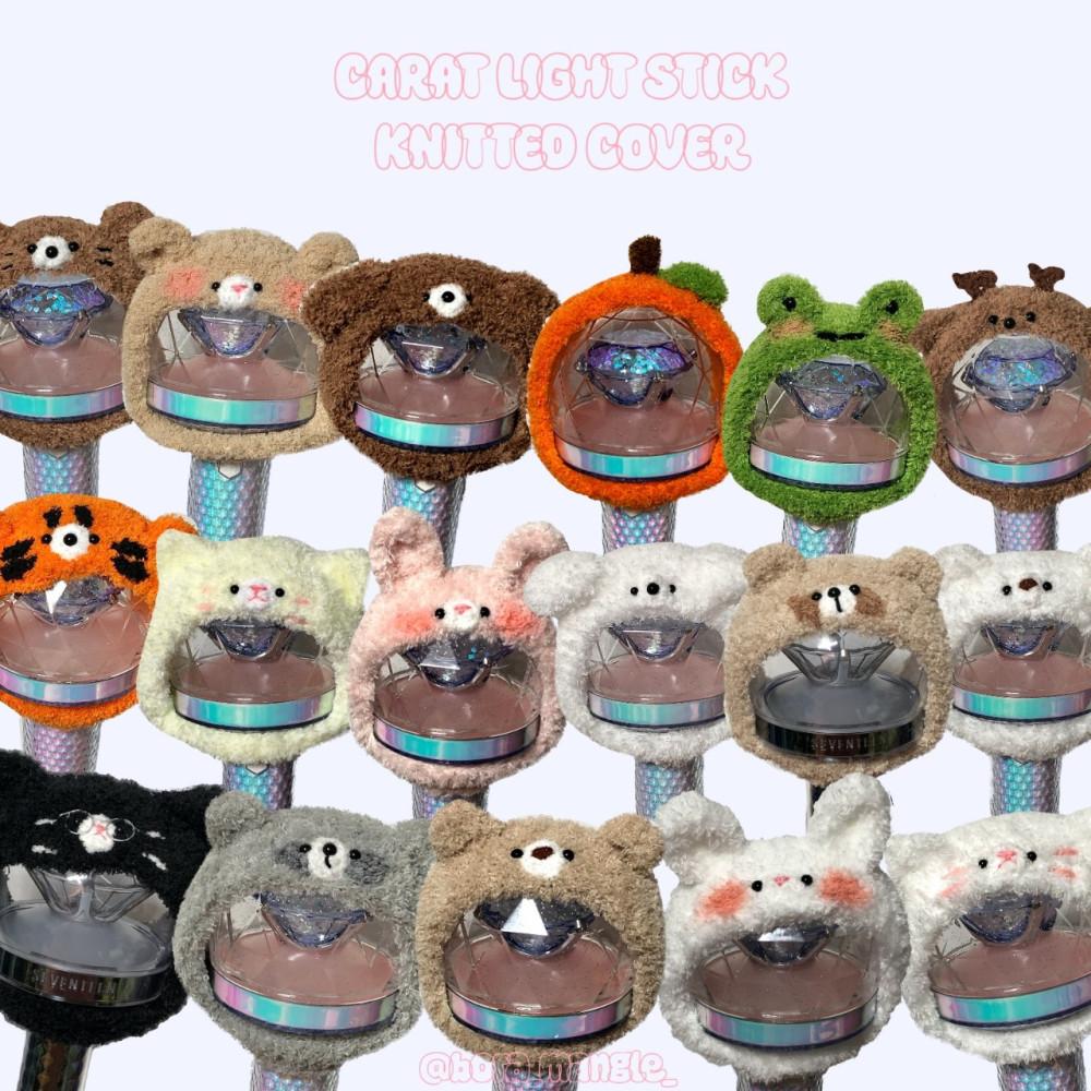 보라맹글 뜨개 핸드메이드 캐럿봉 커버 응원봉 커스텀 모자