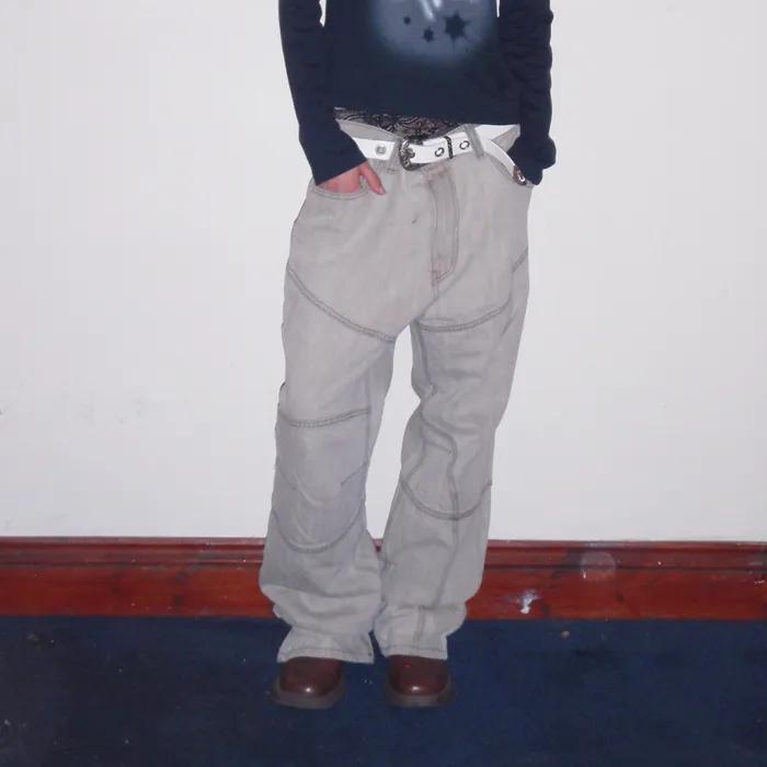 Space Cowboy Panelled Denim Pants Sand