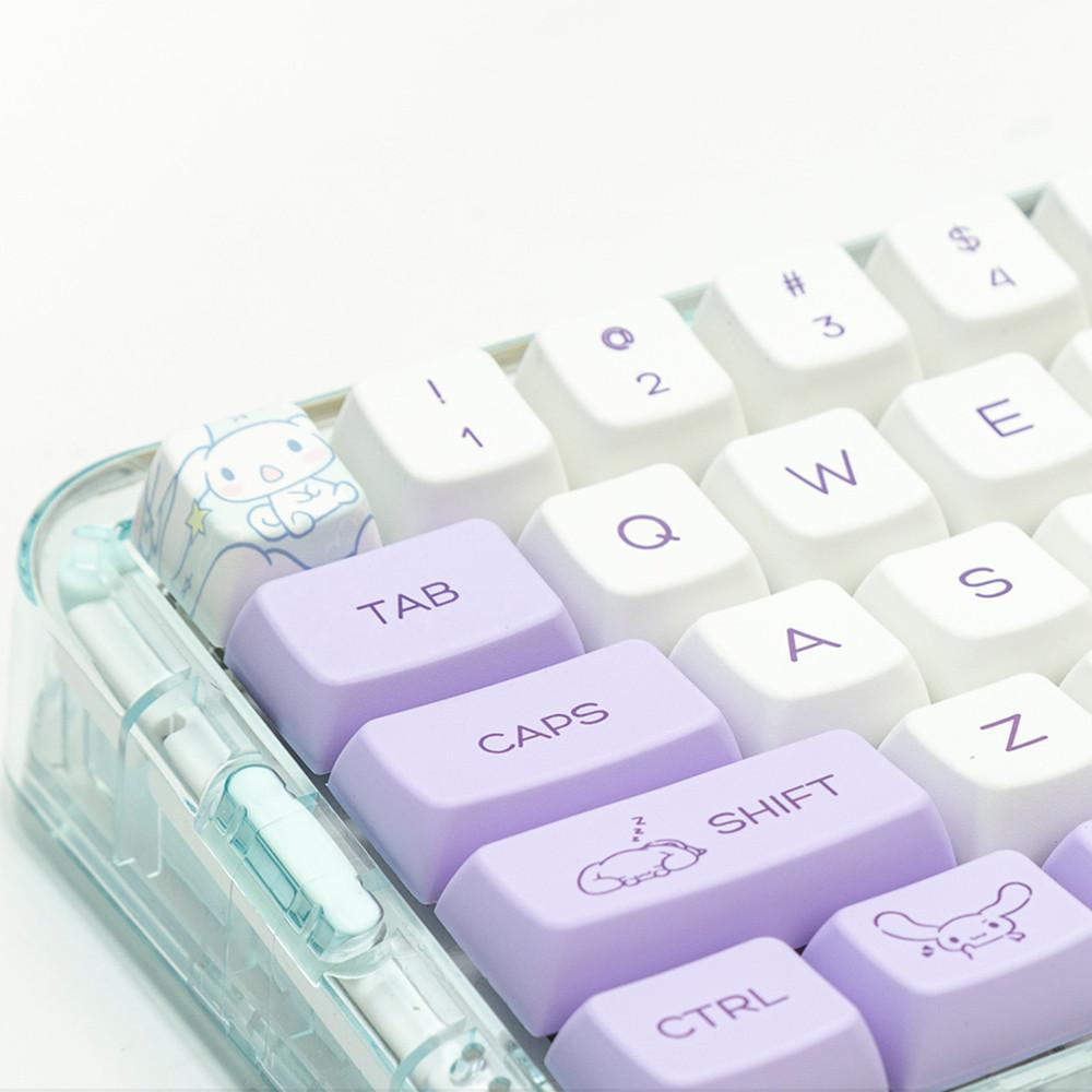 귀여운 댕댕이 라벤더 화이트 MDA PBT 키캡 한성 레오폴드 필코 키보드