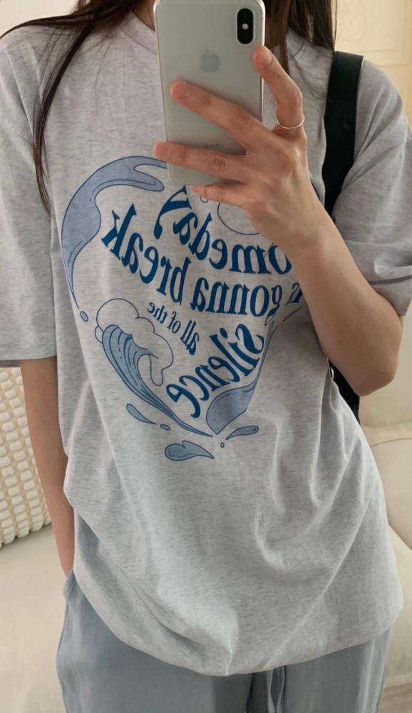 썸데이 하트 티셔츠 포인트티 코튼 루즈오버핏 레이어드룩 라운드 반팔 기본티셔츠 데일리티 시즌리스 사계절티 이너프